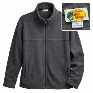 Bass Pro Shops Men’s Gray Fleece Full Zip Jacket XL Outdoor Casual